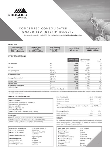 Thumbnail DRDGOLD Half-year Report 2020-h1