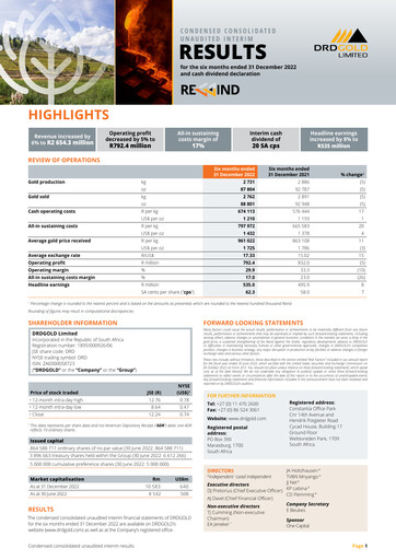 Thumbnail DRDGOLD Half-year Report 2023-h1