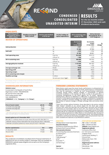 Thumbnail DRDGOLD Half-year Report 2024-h1