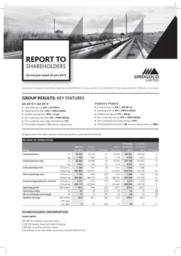 Thumbnail DRDGOLD Quarterly Report 2013-q4