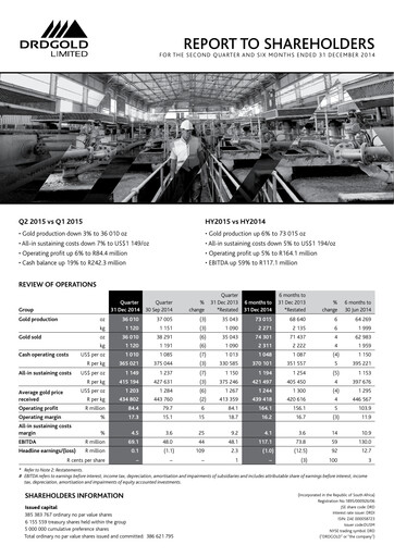 Thumbnail DRDGOLD Quarterly Report 2014-q2