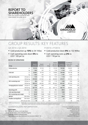 Thumbnail DRDGOLD Quarterly Report 2014-q4