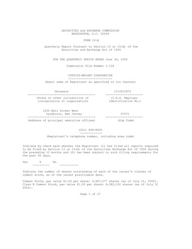 Thumbnail Curtiss-Wright
 Quarterly Report 2002-q2