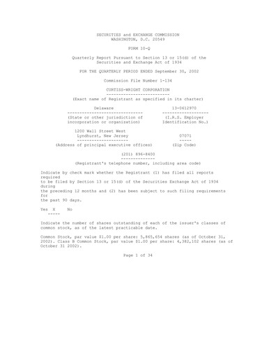 Thumbnail Curtiss-Wright
 Quarterly Report 2002-q3