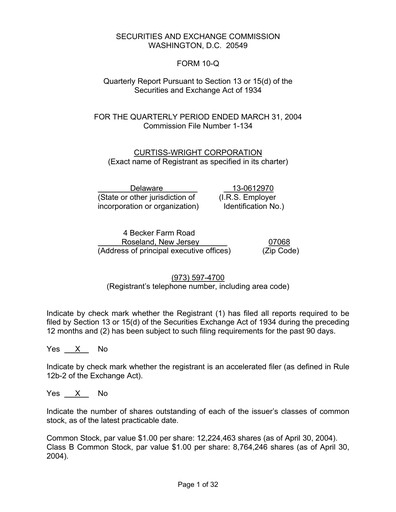 Thumbnail Curtiss-Wright
 Quarterly Report 2004-q1