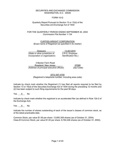Thumbnail Curtiss-Wright
 Quarterly Report 2004-q3