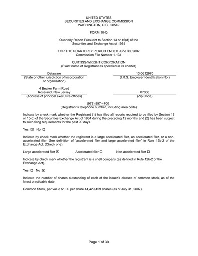 Thumbnail Curtiss-Wright
 Quarterly Report 2007-q2
