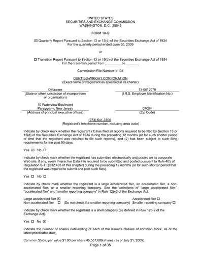 Vorschaubild Curtiss-Wright
 Quartalsbericht 2009-q2