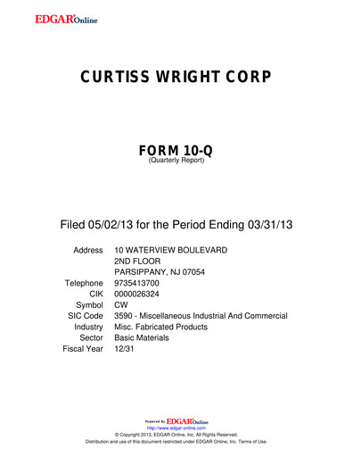 Vorschaubild Curtiss-Wright
 Quartalsbericht 2013-q1
