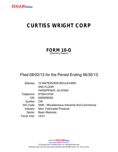 Vorschaubild Curtiss-Wright
 Quartalsbericht 2013-q2