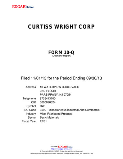 Vorschaubild Curtiss-Wright
 Quartalsbericht 2013-q3