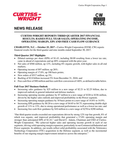Thumbnail Curtiss-Wright
 Quarterly Report 2017-q3