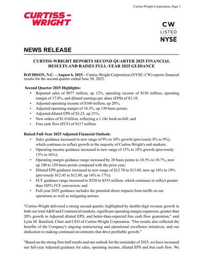Thumbnail Curtiss-Wright
 Quarterly Report 2025-q2