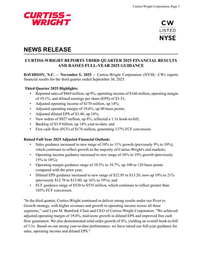 Thumbnail Curtiss-Wright
 Quarterly Report 2025-q3