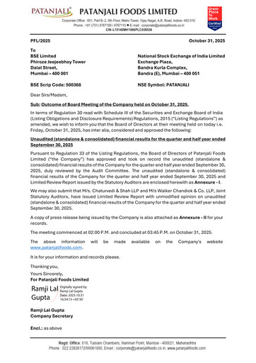 Thumbnail Patanjali Foods Quarterly Report 2025-q2