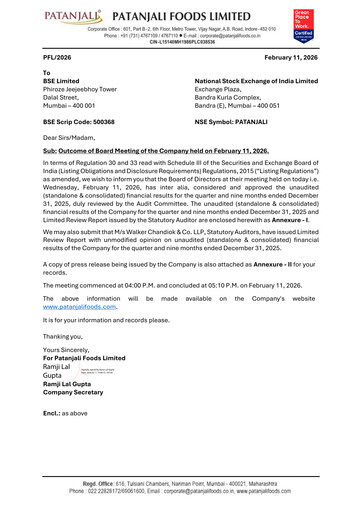 Thumbnail Patanjali Foods Quarterly Report 2025-q3