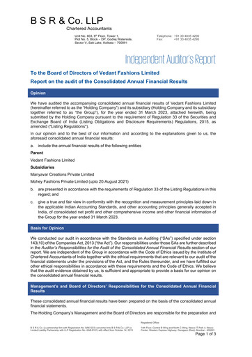 Thumbnail Vedant Fashions Financial Statement 2022-2023
