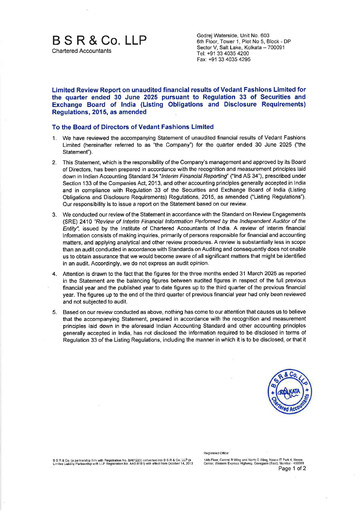 Miniature Vedant Fashions Rapport trimestriel 2025-q1
