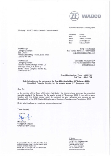 Thumbnail ZF Commercial Vehicle Control Systems India Quarterly Report 2020-q3