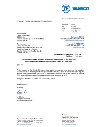 Thumbnail ZF Commercial Vehicle Control Systems India Quarterly Report 2021-q1
