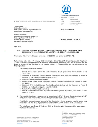 Thumbnail ZF Commercial Vehicle Control Systems India Quarterly Report 2022-q3