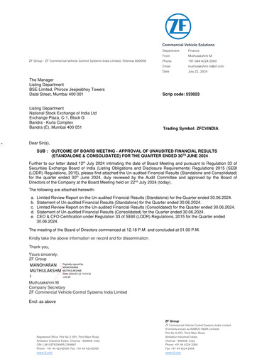 Thumbnail ZF Commercial Vehicle Control Systems India Quarterly Report 2024-q1