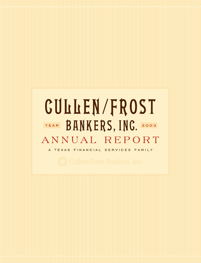 Thumbnail Cullen/Frost Bankers Annual Report 2003