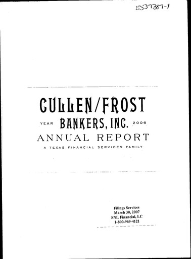 Thumbnail Cullen/Frost Bankers Annual Report 2006