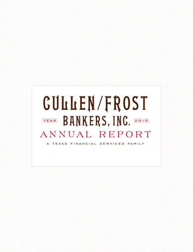 Thumbnail Cullen/Frost Bankers Annual Report 2010
