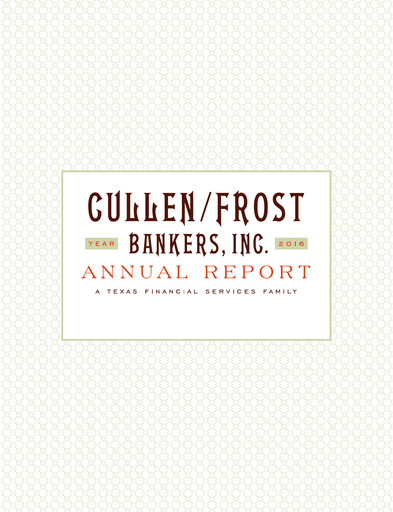 Thumbnail Cullen/Frost Bankers Annual Report 2016