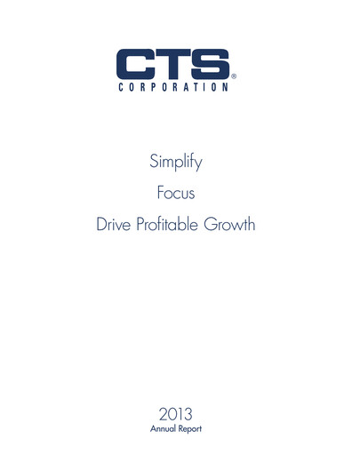 Thumbnail CTS Corporation Annual Report 2013