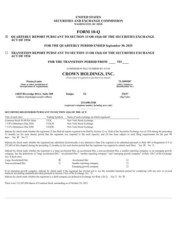 Thumbnail Crown Holdings
 Quarterly Report 2025-q3