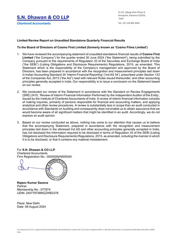 Thumbnail Cosmo First Quarterly Report 2024-q1