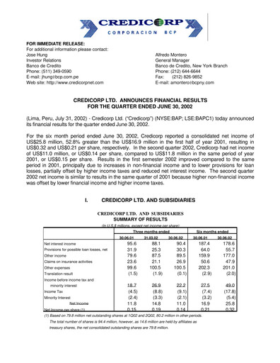 Thumbnail Credicorp Quarterly Report 2002-q2