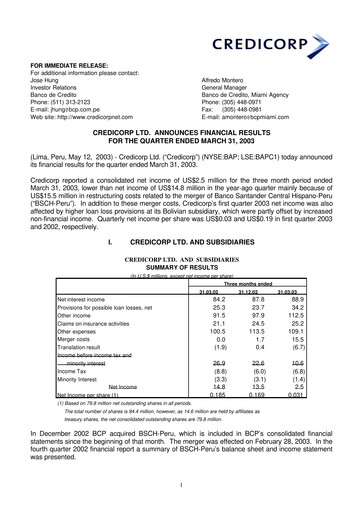 Thumbnail Credicorp Quarterly Report 2003-q1