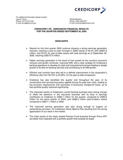 Thumbnail Credicorp Quarterly Report 2005-q3