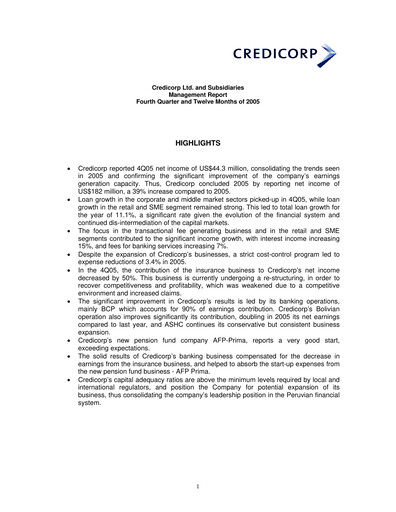 Thumbnail Credicorp Quarterly Report 2005-q4