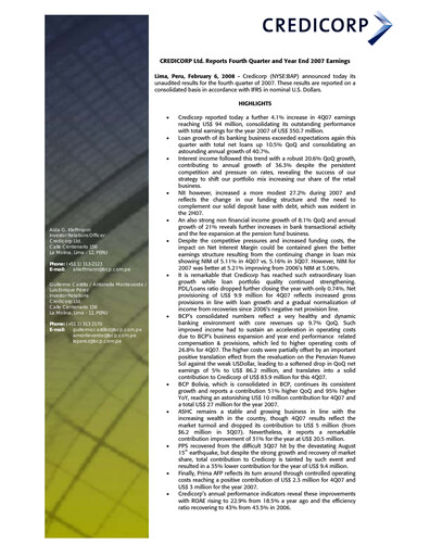 Thumbnail Credicorp Quarterly Report 2007-q4