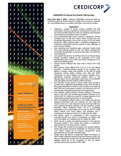Thumbnail Credicorp Quarterly Report 2008-q1