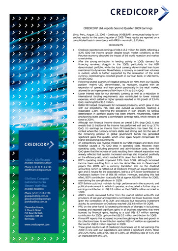 Thumbnail Credicorp Quarterly Report 2009-q2