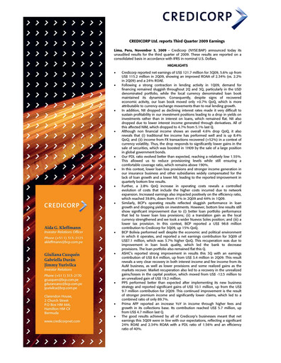 Thumbnail Credicorp Quarterly Report 2009-q3