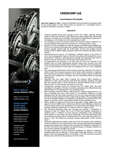 Thumbnail Credicorp Quarterly Report 2010-q2