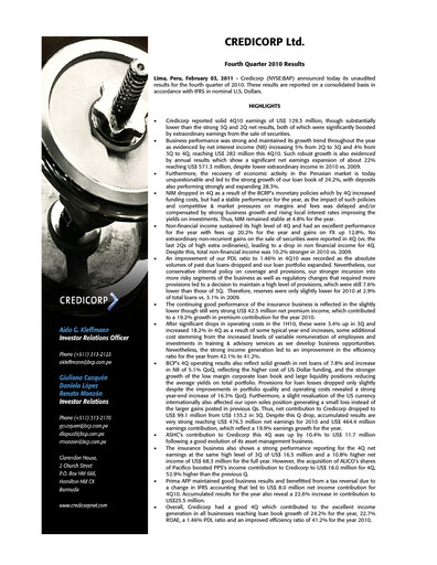 Thumbnail Credicorp Quarterly Report 2010-q4
