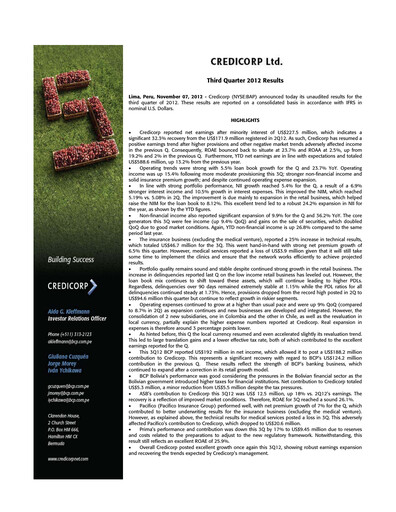 Thumbnail Credicorp Quarterly Report 2012-q3