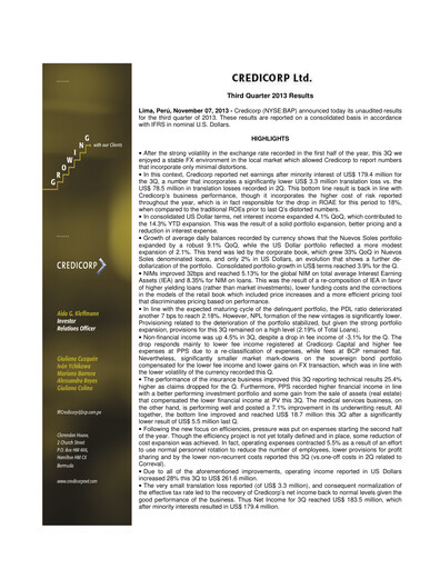 Thumbnail Credicorp Quarterly Report 2013-q3