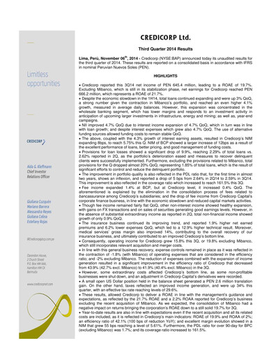Thumbnail Credicorp Quarterly Report 2014-q3