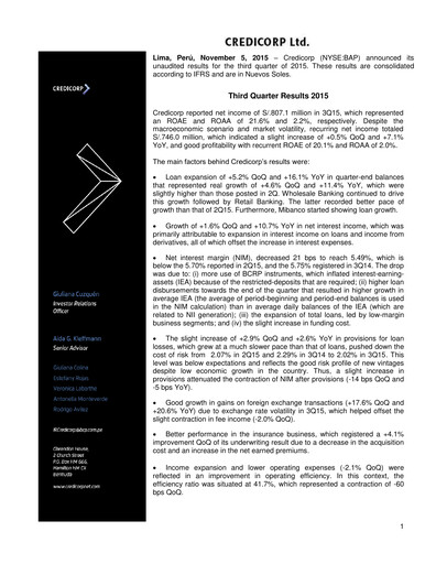 Thumbnail Credicorp Quarterly Report 2015-q3