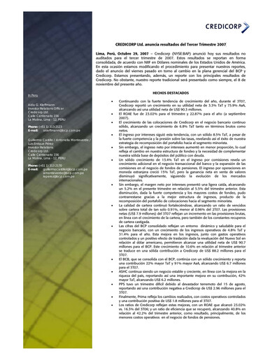 Thumbnail Credicorp Quarterly Report 2007-q3