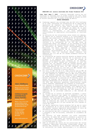 Thumbnail Credicorp Quarterly Report 2009-q1