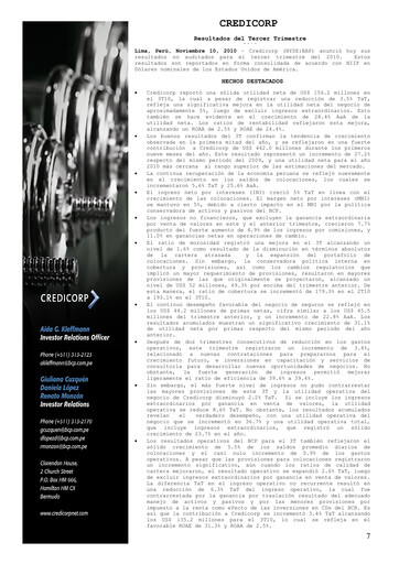 Thumbnail Credicorp Quarterly Report 2010-q3